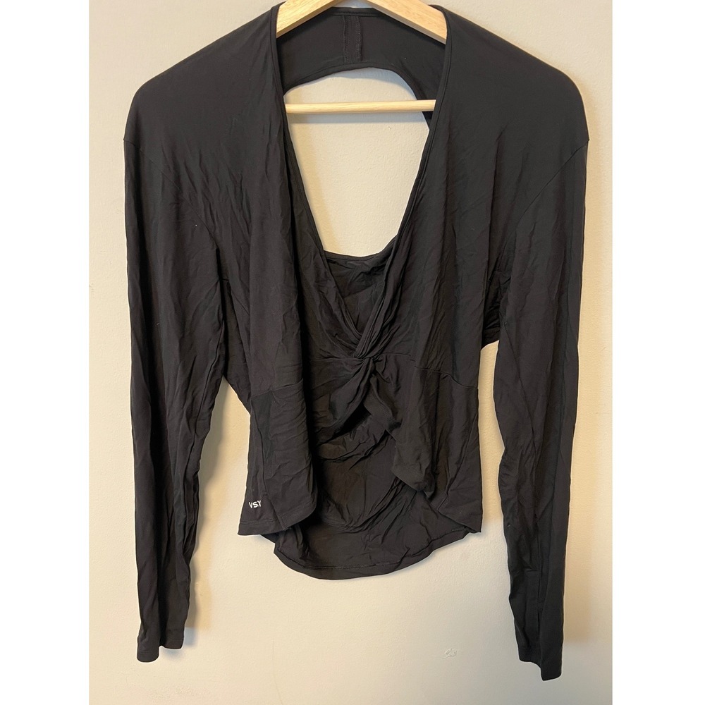 Victoria's Secret VSX Twist Front Top Womens M Black New Open Back Activewear